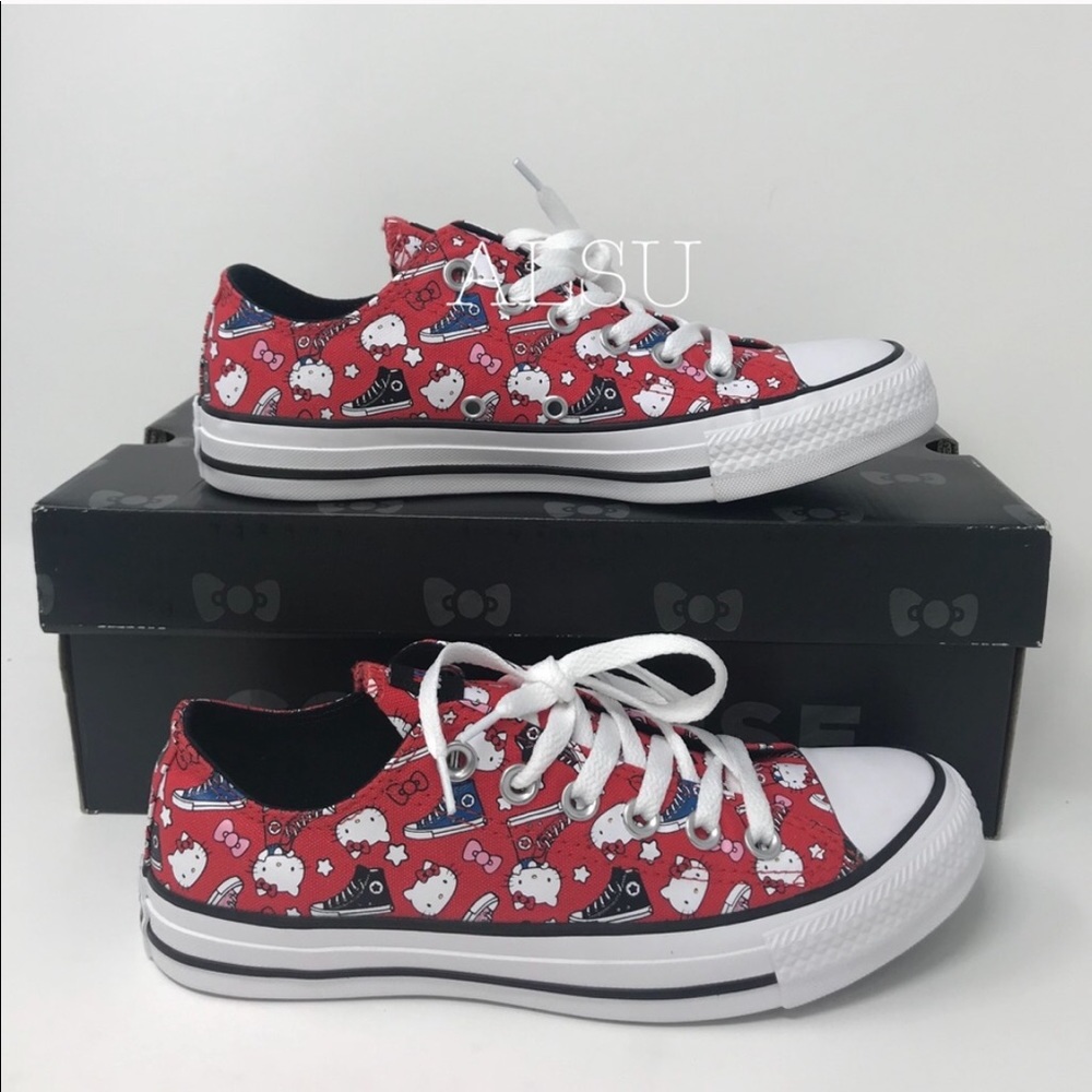 Converse&Hello Kitty Ctas OX 14F Fiery Red Kid’s - Picture 3 of 8